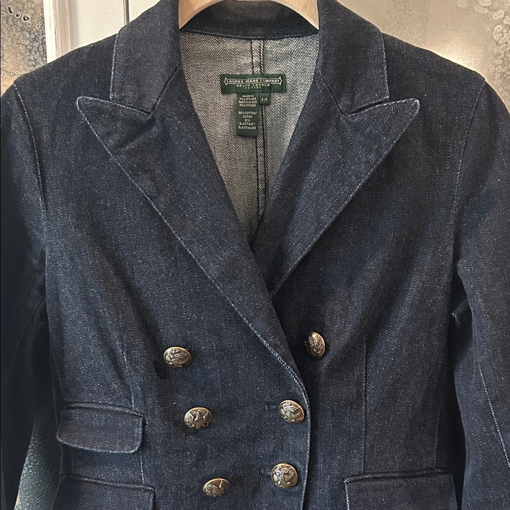 Ralph Lauren Dark Denim Double-Breasted Denim Blazer